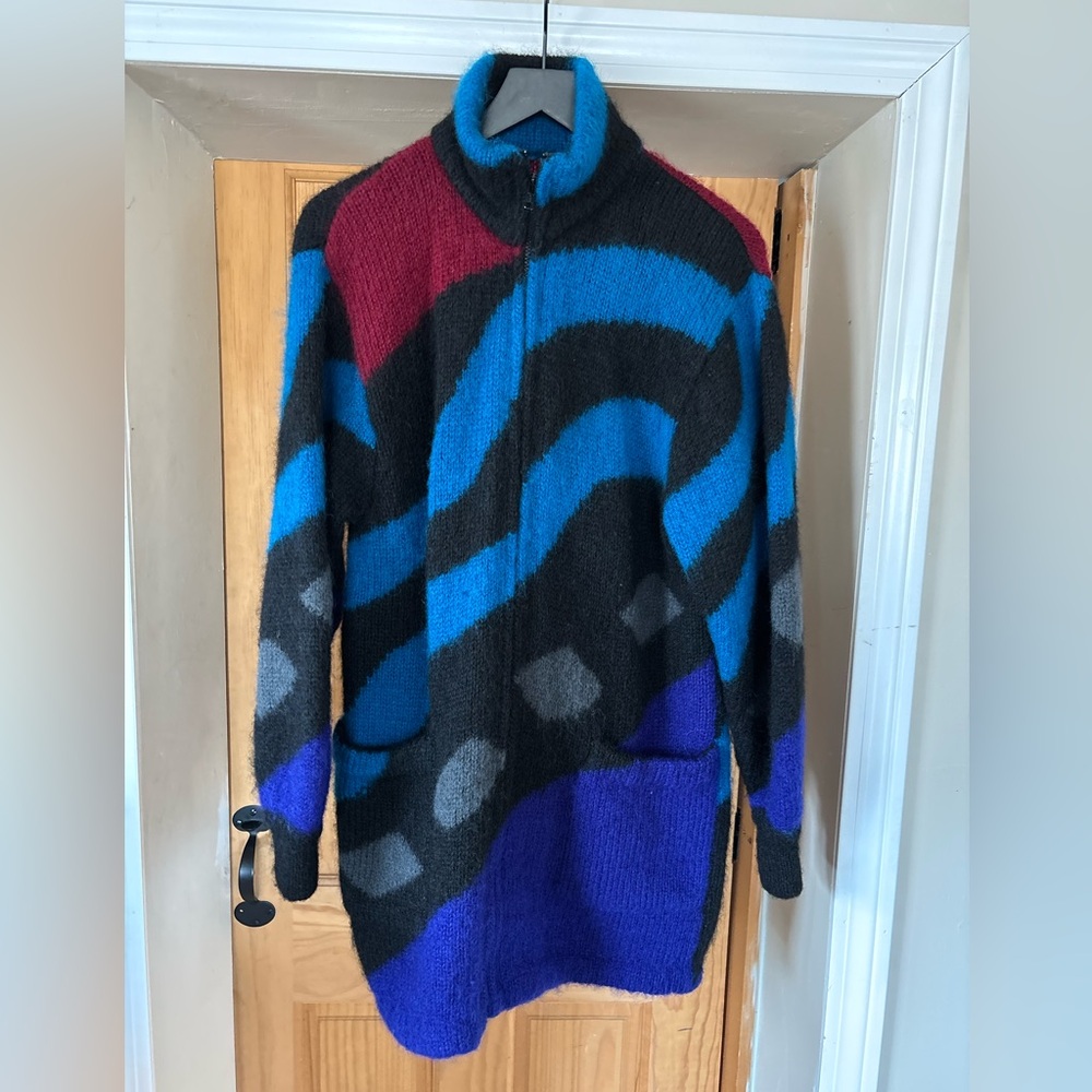 VTG Mohair Coat, BRIDGEWEAR, Warm Multicolored Rare Funky 80’s Rock  Sweater, L